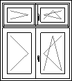 Čtyřdílné okno s nadsvětlíkem - otvíravé + otvíravě/sklopné a otvíravě + otvíravě/sklopný nadsvětlík