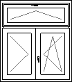 Dvoudílné okno s nadsvětlíkem - otvíravé + otvíravě/sklopné + sklopný nadsvětlík