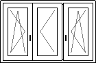 Trojdílné okno - otvíravě/sklopné + otvíravé + otvíravě/sklopné